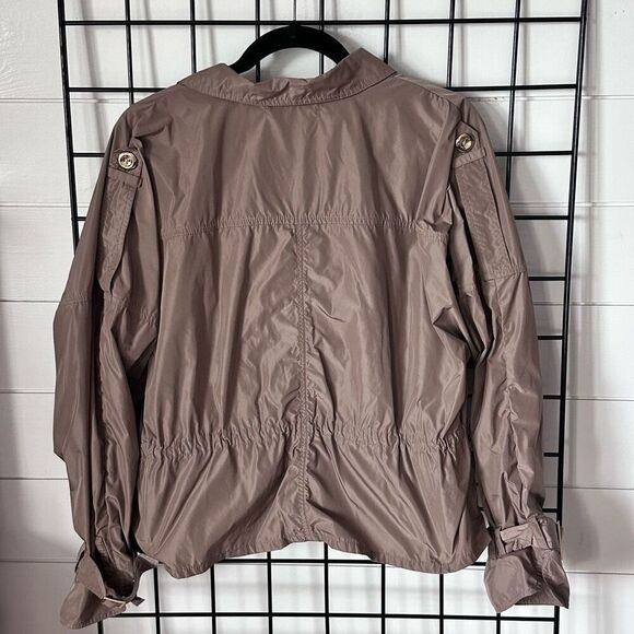 VTG Ellen Tracy Button Front Military Jacket Womens‎ XL Tan Peplum - Picture 2 of 14